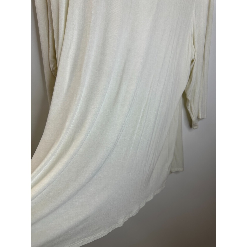 New LOGO Lori Goldstein Cream Stretch 3/4 Sleeve Tunic Top Scoop Neck Size 2X - Picture 5 of 9